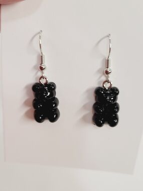 Black Gummy Bear Drop Earrings
